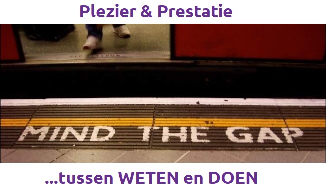 Mind the Gap tussen weten en doen Plezier Prestatie