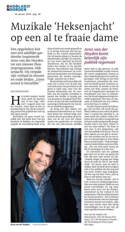 Arno van der Heyden met Heksenjacht in Dagblad van het Noorden
